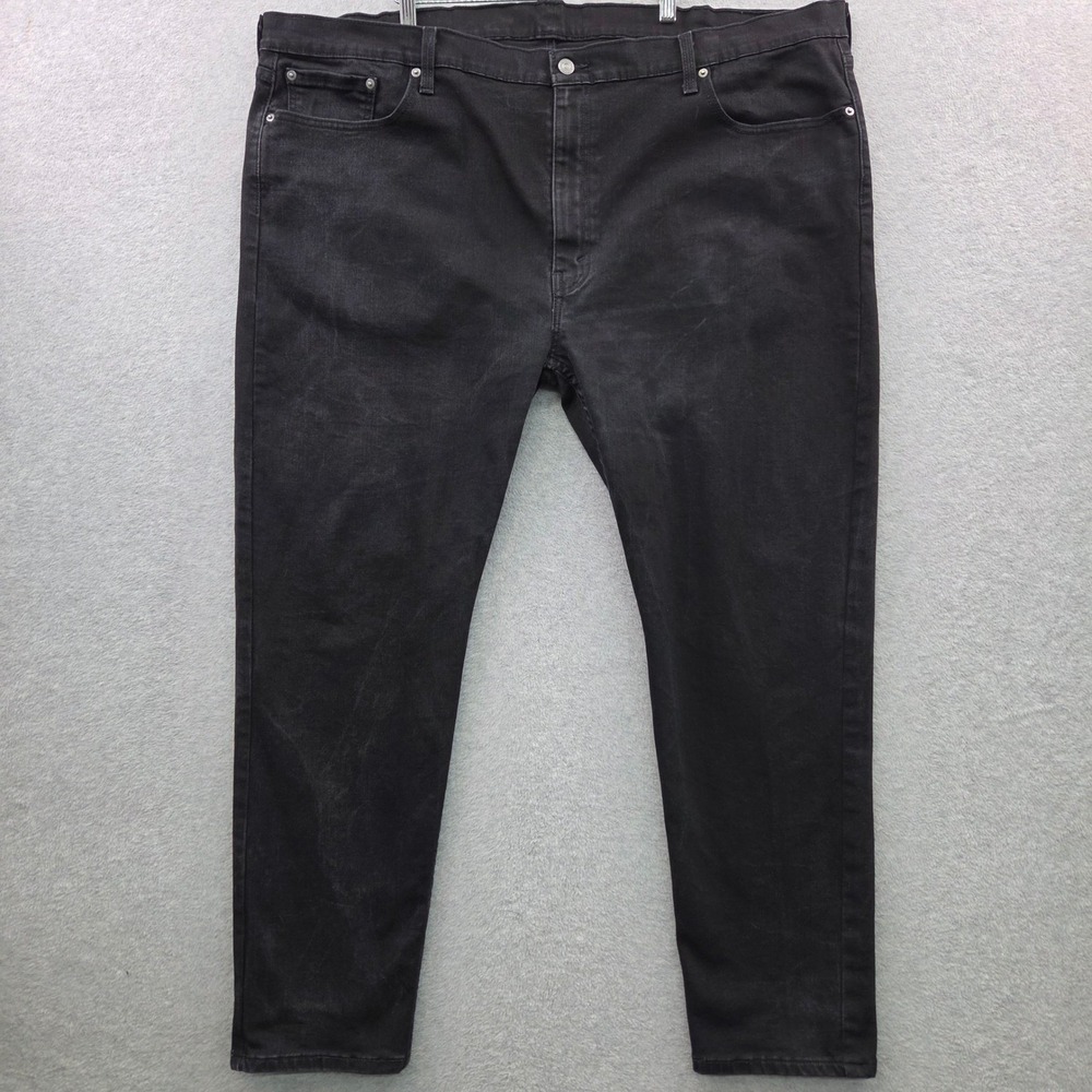 LEVIs 502 Tapered Black Charcoal Jeans Mens 48x32 Fit 49x29 STRETCH 99% Cotton